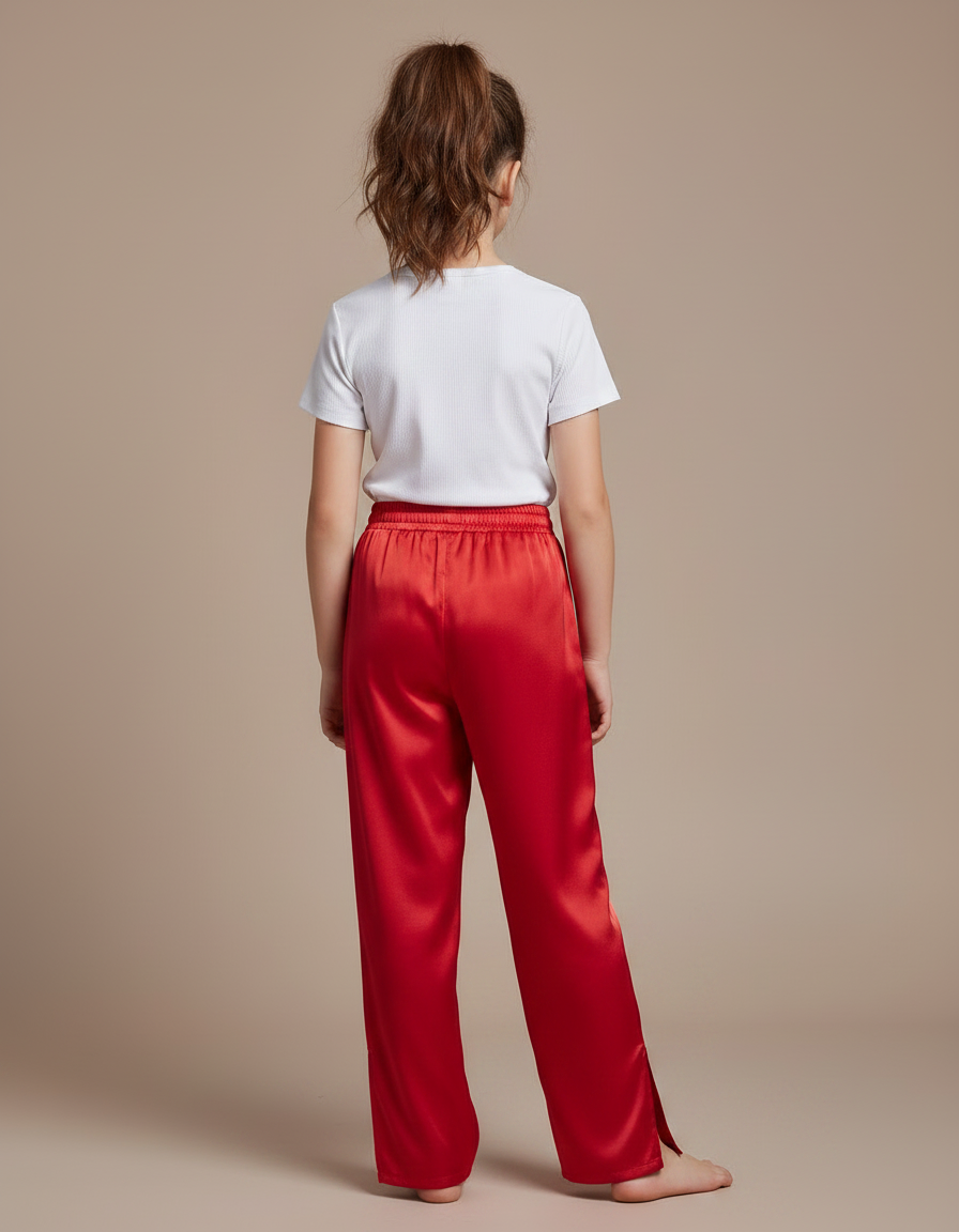 Pantalon Chinois Rouge Satiné Ample Enfant - vue 2