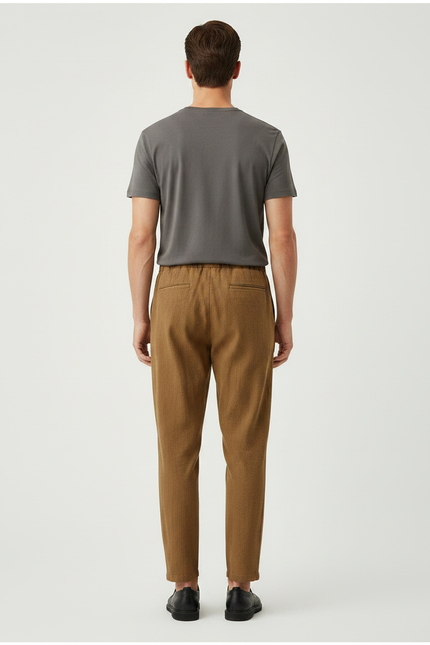 Pantalon Chinois Marron Ample Coton Décontracté Homme - vue 2