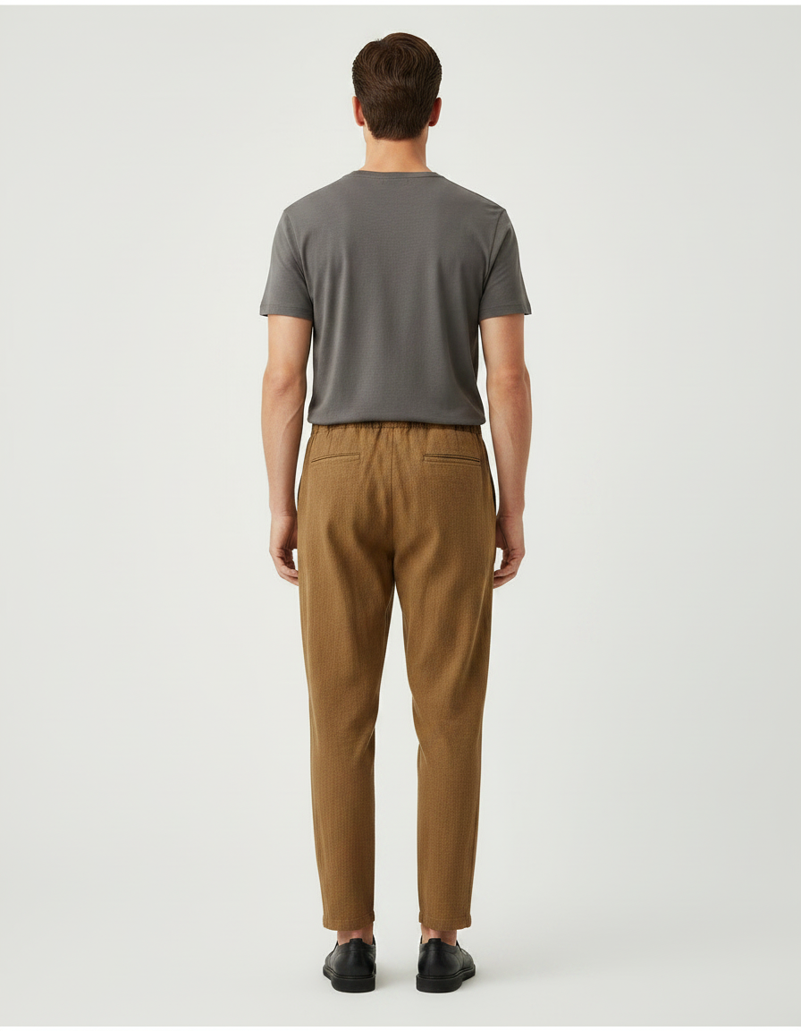 Pantalon Chinois Marron Ample Coton Décontracté Homme - vue 2