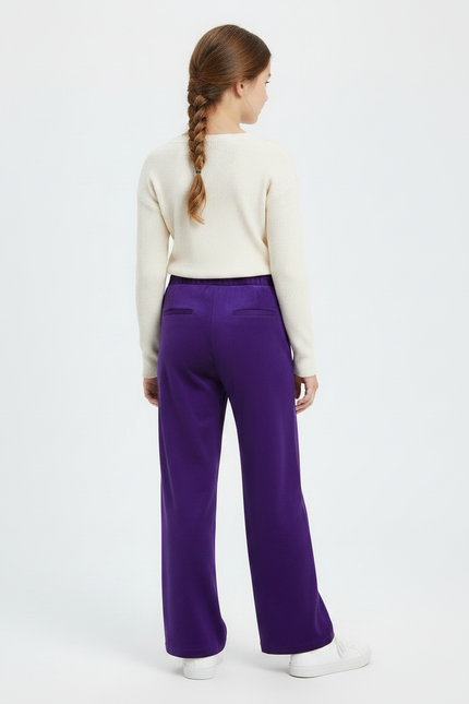 Pantalon Chinois Violet Ample Velours Élastique Enfant - vue 2