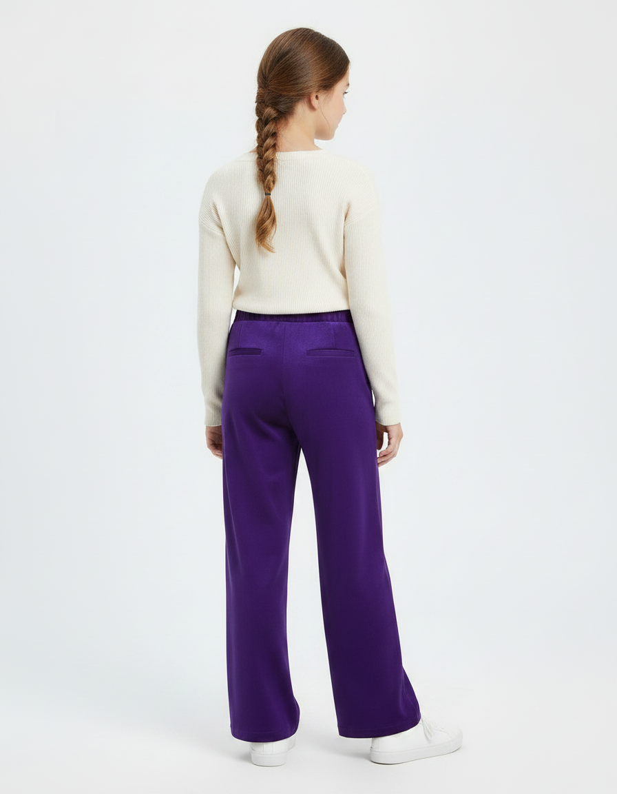 Pantalon Chinois Violet Ample Velours Élastique Enfant - vue 2