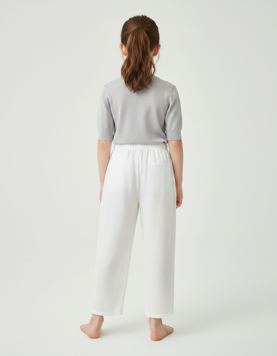 Pantalon Chinois Blanc Coton Ample Enfant Doux - Lin - vue 2