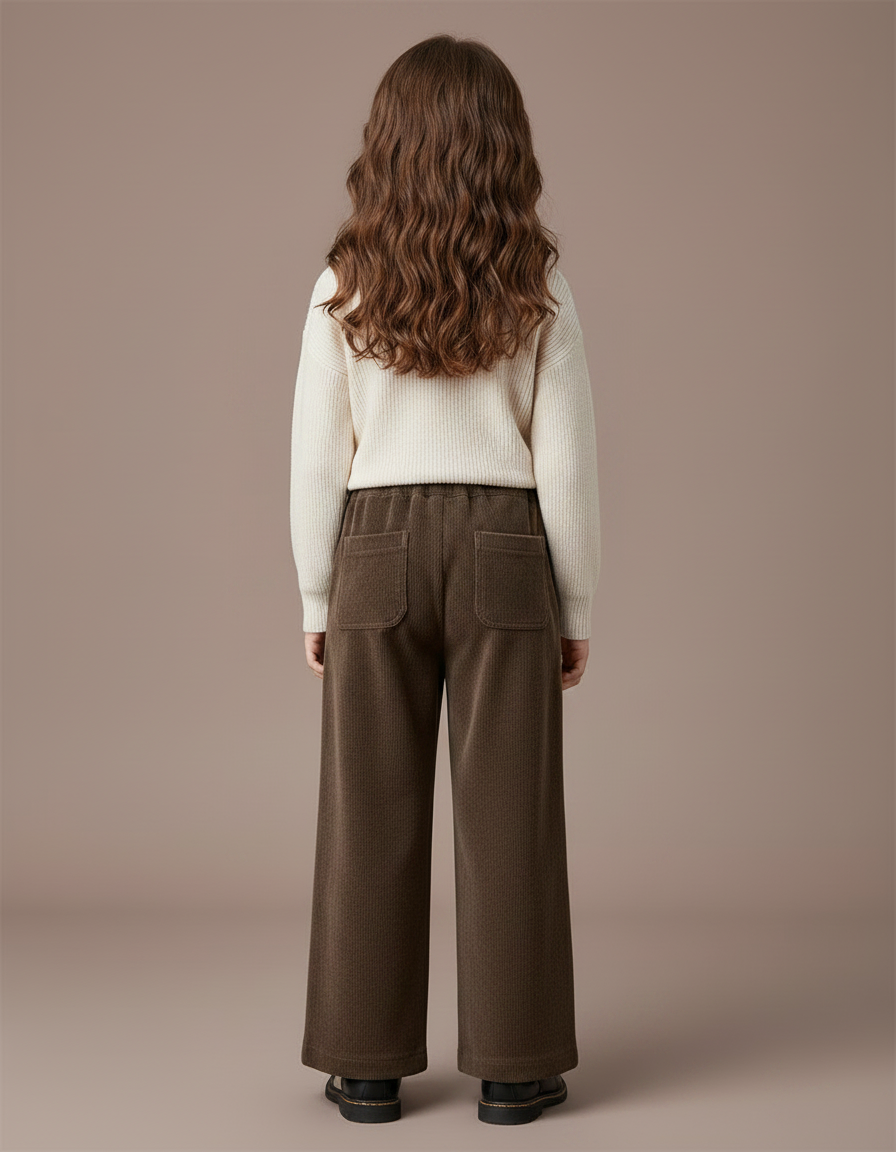 Pantalon Chinois Marron Côtelé Ample Décontracté Fille - Cordé - vue 2