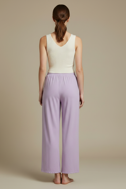 Pantalon Chinois Violet Ample Droit Fluide Élégant - Viscose - vue 2