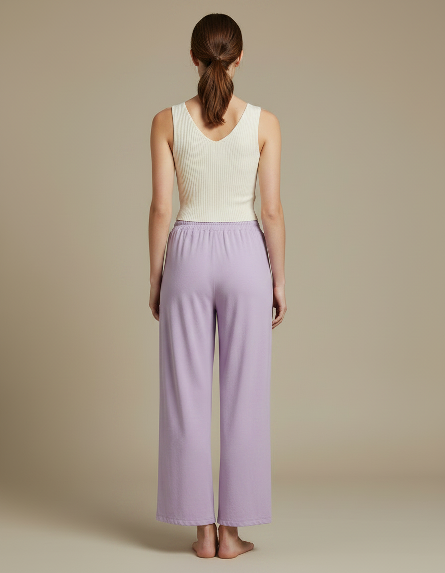 Pantalon Chinois Violet Ample Droit Fluide Élégant - Viscose - vue 2