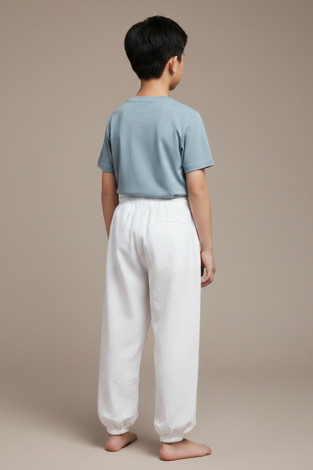 Pantalon Chinois Blanc Ample Lin Enfant Traditionnel - vue 2