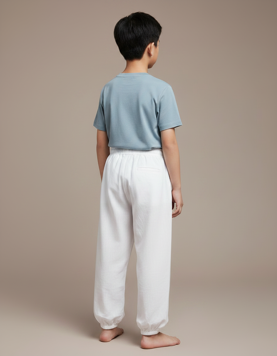 Pantalon Chinois Blanc Ample Lin Enfant Traditionnel - vue 2