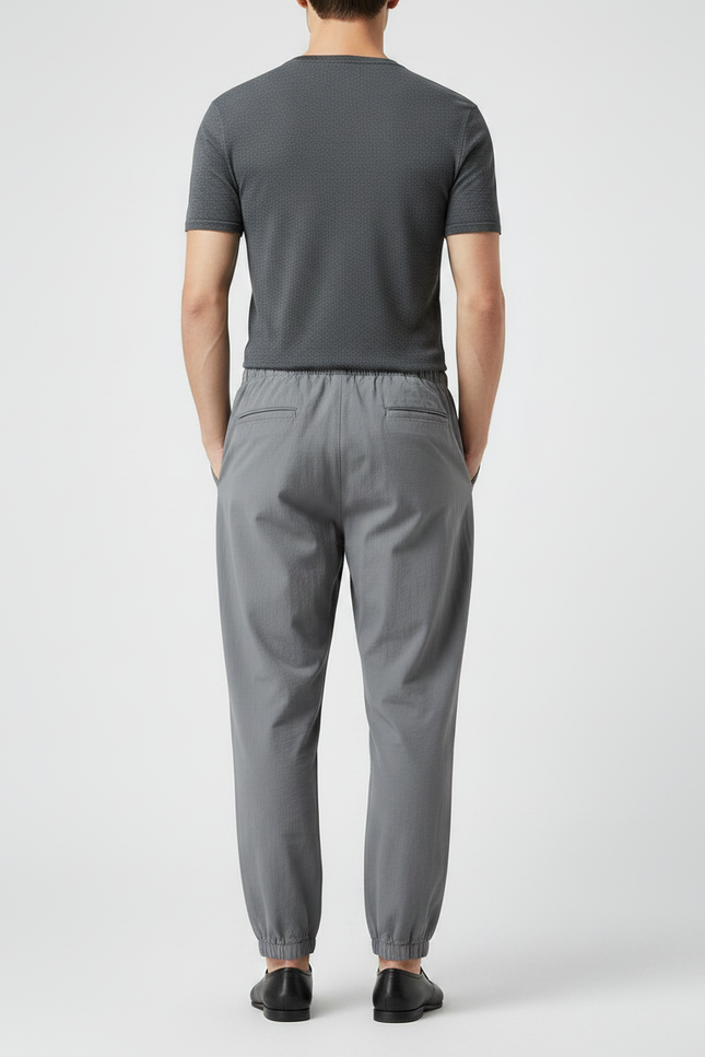 Pantalon Chinois Gris Coton Ample Décontracté Homme - vue 2