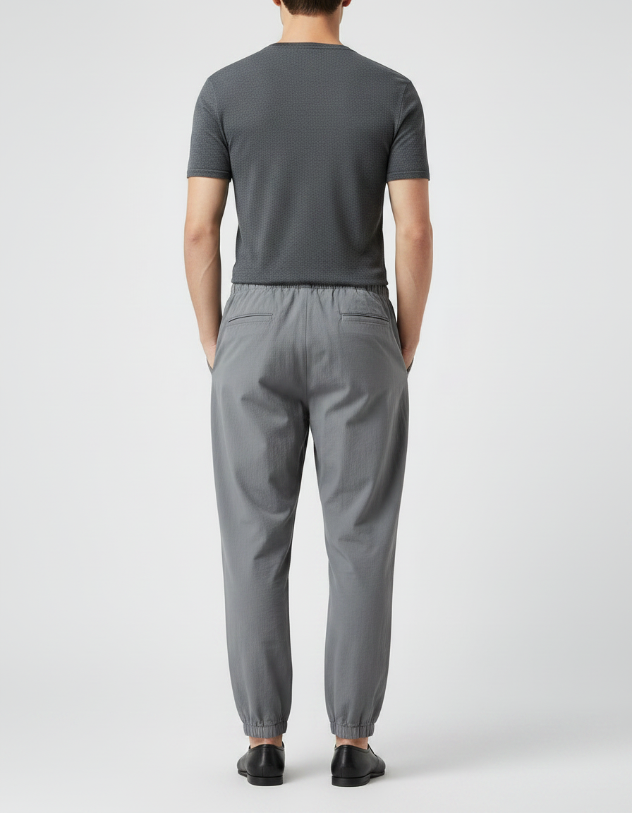 Pantalon Chinois Gris Coton Ample Décontracté Homme - vue 2