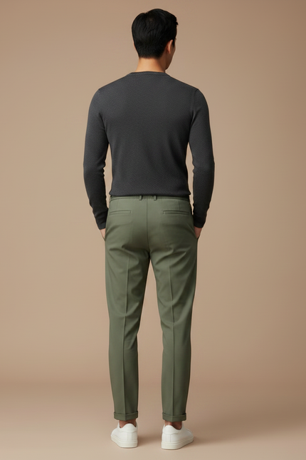Pantalon Chinois Vert Kaki Droit Décontracté Cordon Homme - Polyester - vue 2