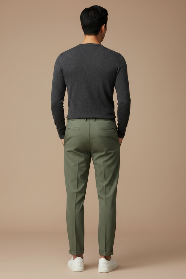 Pantalon Chinois Vert Kaki Droit Décontracté Cordon Homme - Polyester - vue 2