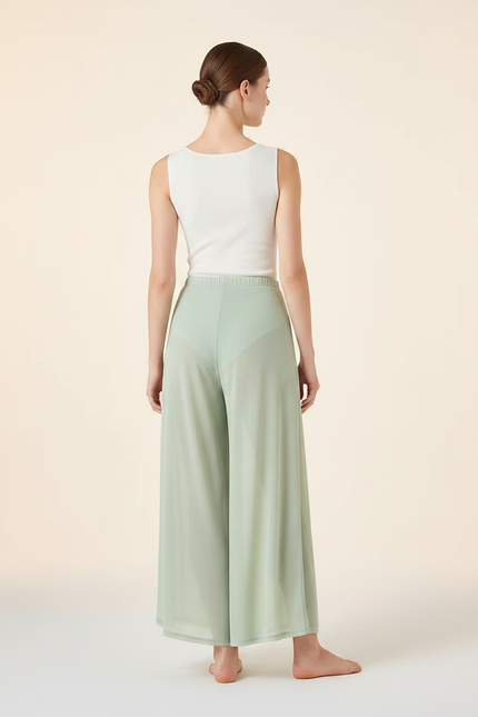 Pantalon Chinois Vert Clair Fluide Ample Élégant Femme - Polyester - vue 2