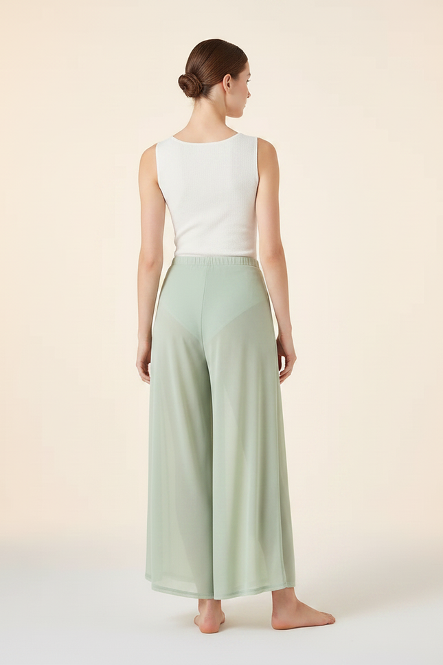Pantalon Chinois Vert Clair Fluide Ample Élégant Femme - Polyester - vue 2