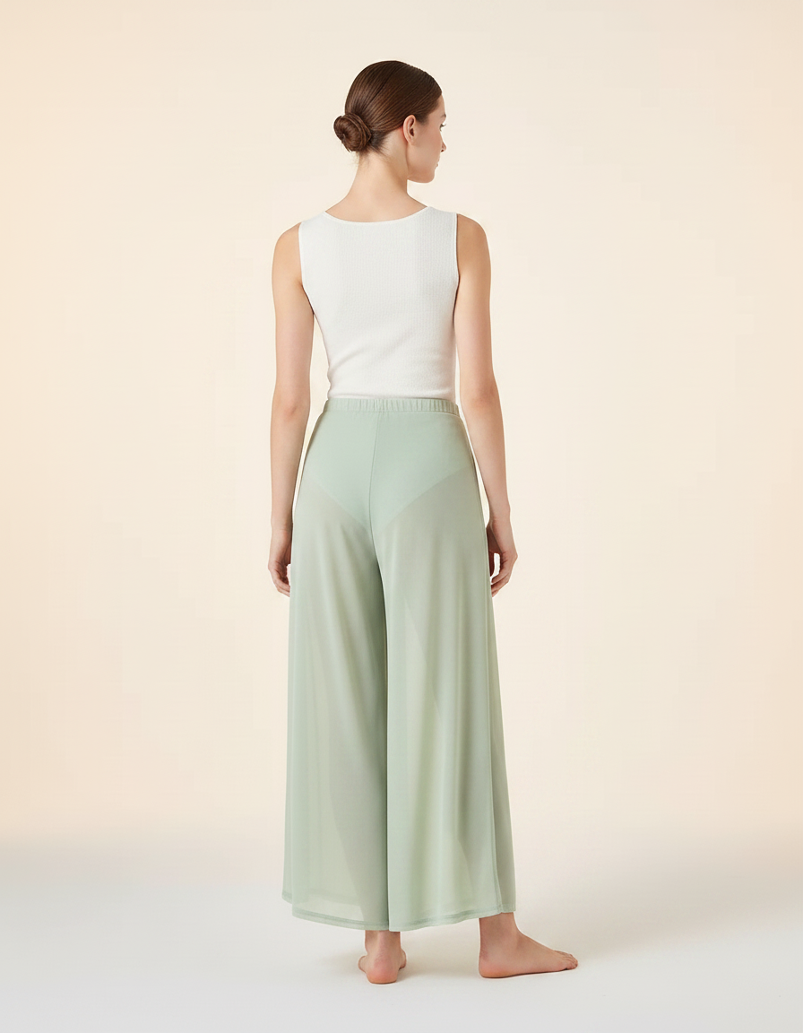 Pantalon Chinois Vert Clair Fluide Ample Élégant Femme - Polyester - vue 2