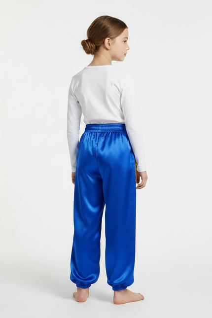 Pantalon Chinois Bleu Satiné Sequin Enfant Ample - vue 2