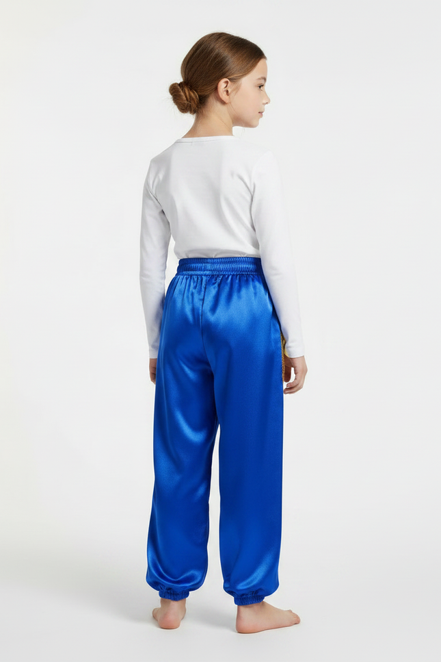 Pantalon Chinois Bleu Satiné Sequin Enfant Ample - vue 2