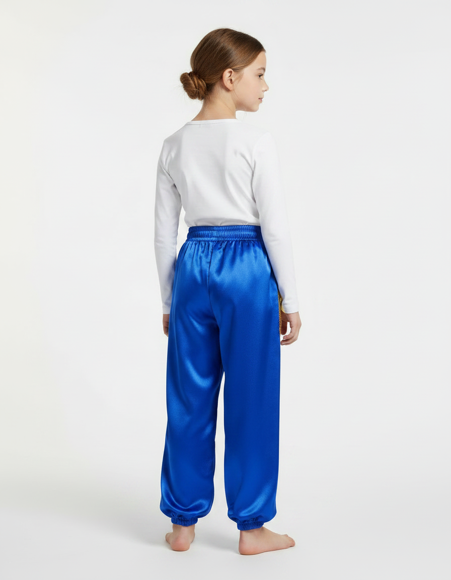 Pantalon Chinois Bleu Satiné Sequin Enfant Ample - vue 2