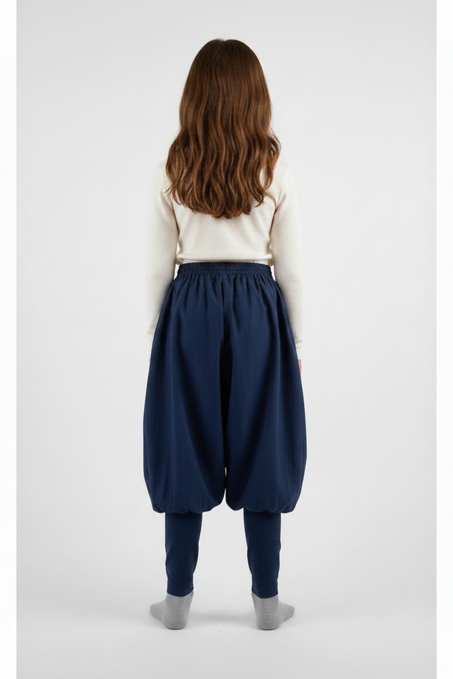 Pantalon Chinois Bleu Marine Ample Coton Enfant - vue 2