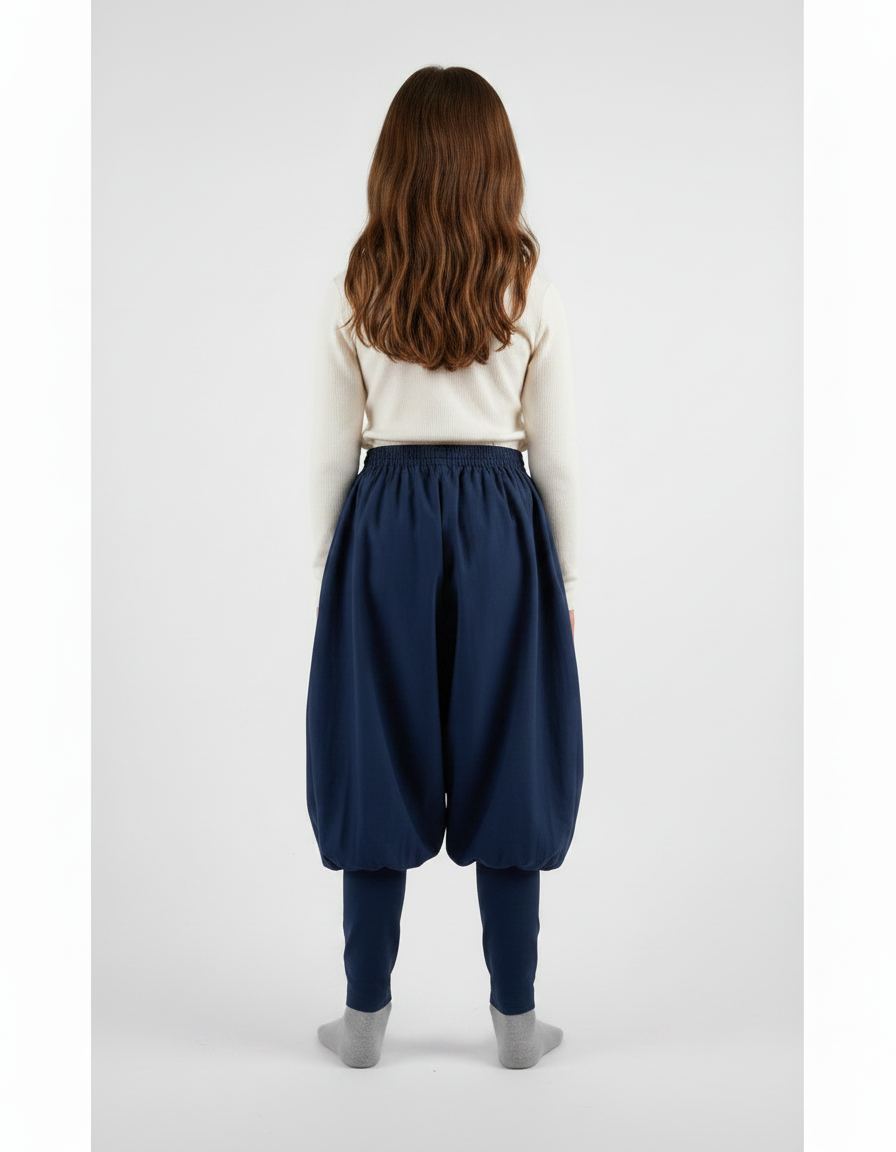 Pantalon Chinois Bleu Marine Ample Coton Enfant - vue 2