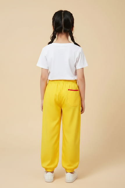 Pantalon Chinois Jaune Brodé Dragon Enfant Ample Sportif - Coton - vue 2