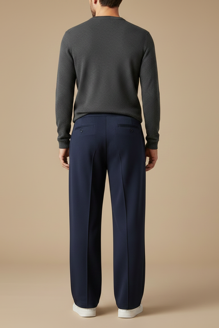 Pantalon Chinois Bleu Marine Droit Ample Cordon Homme - Gabardine - vue 2