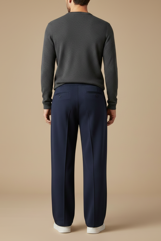Pantalon Chinois Bleu Marine Droit Ample Cordon Homme - Gabardine - vue 2
