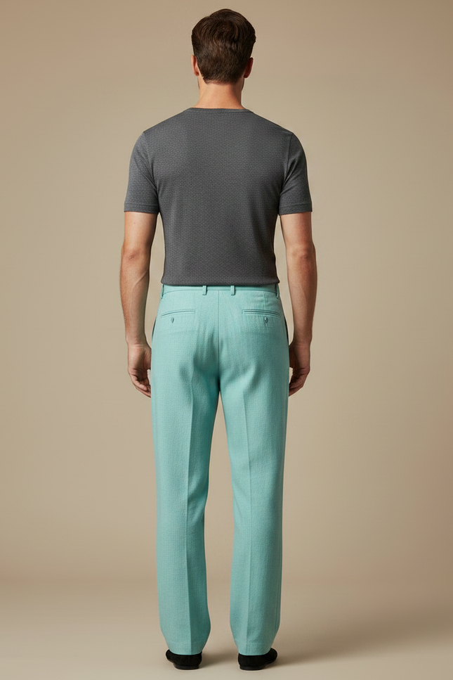 Pantalon Chinois Vert Clair Droit Lin Homme - vue 2