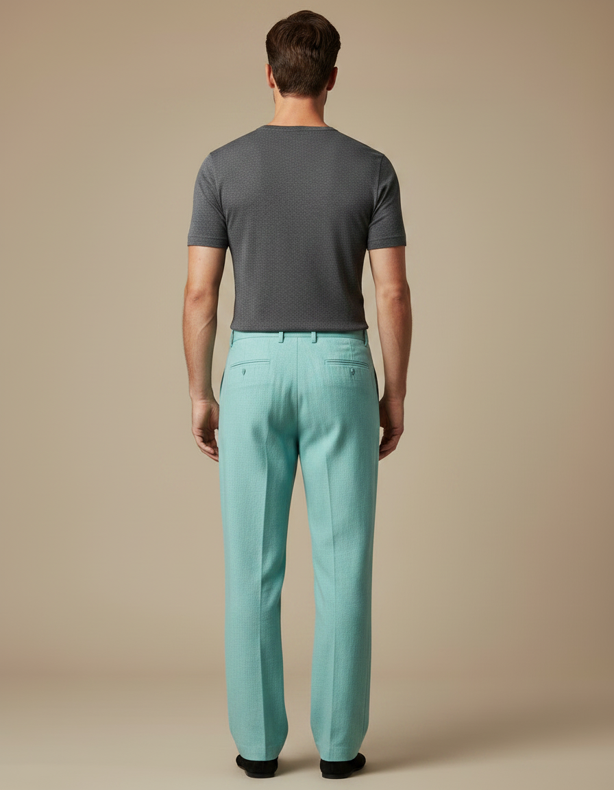 Pantalon Chinois Vert Clair Droit Lin Homme - vue 2