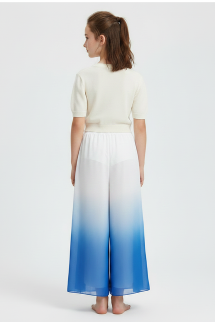 Pantalon Chinois Dégradé Fluide Ample Bleu Enfant - Multicolore Polyester - vue 2