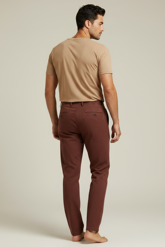 Pantalon Chinois Marron Droit Coton Décontracté Homme - vue 2