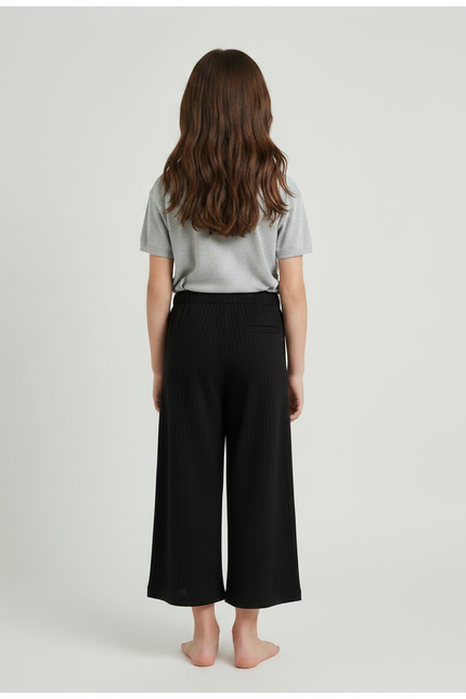 Pantalon Chinois Noir Côtelé Ample Enfant Décontracté - Cordé - vue 2