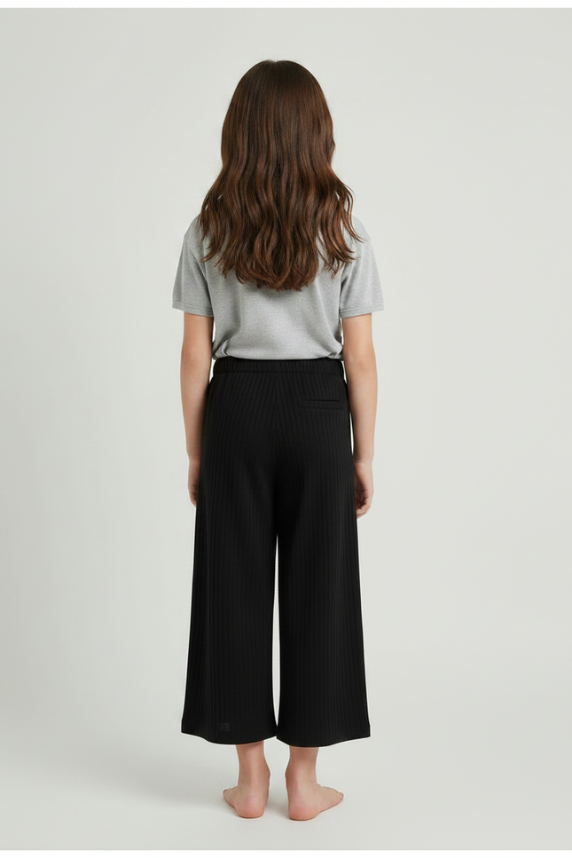 Pantalon Chinois Noir Côtelé Ample Enfant Décontracté - Cordé - vue 2