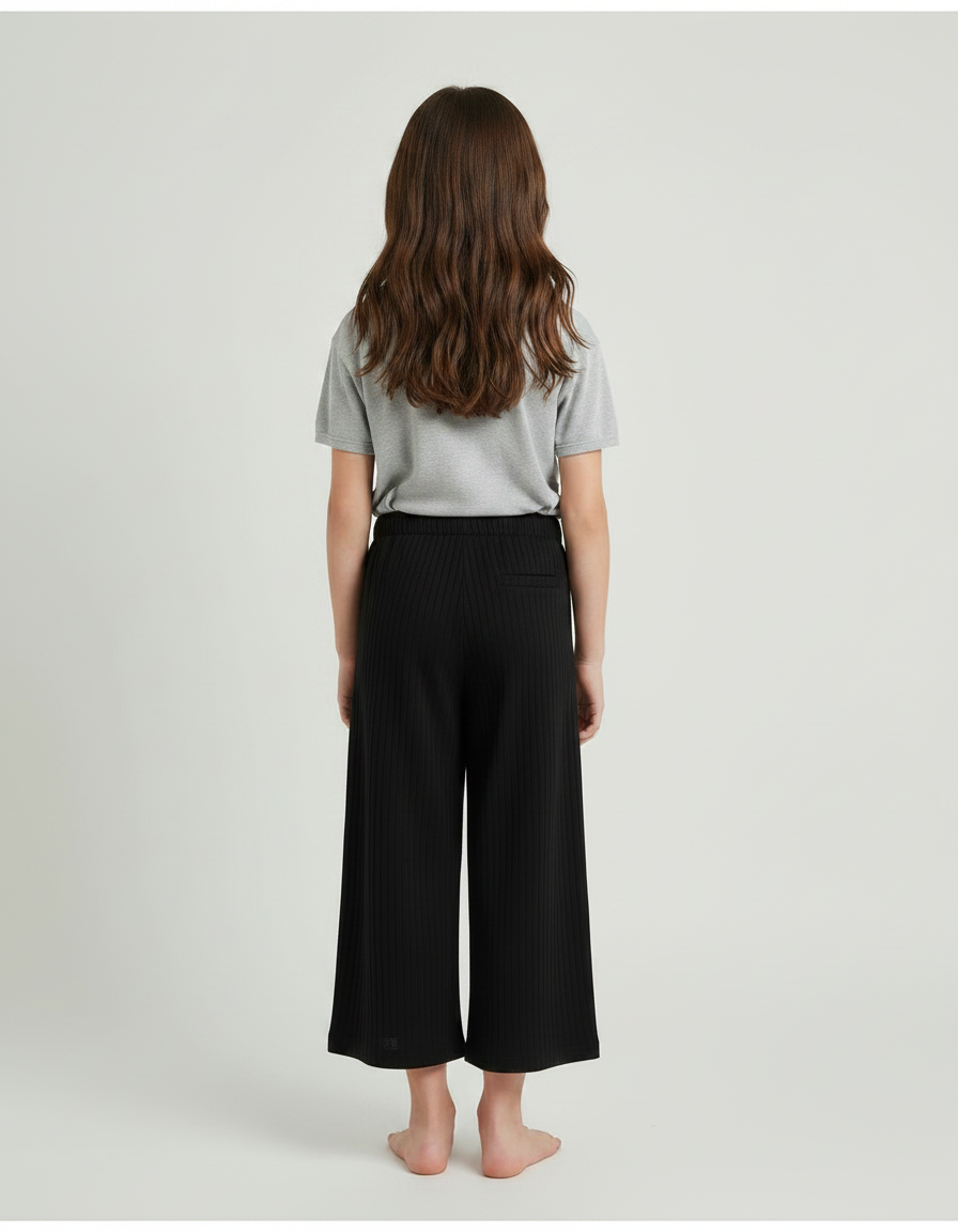 Pantalon Chinois Noir Côtelé Ample Enfant Décontracté - Cordé - vue 2