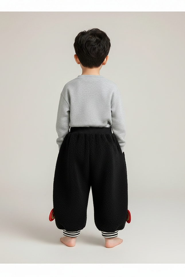 Pantalon Chinois Noir Polaire Ample Enfant Hiver - Molleton - vue 2