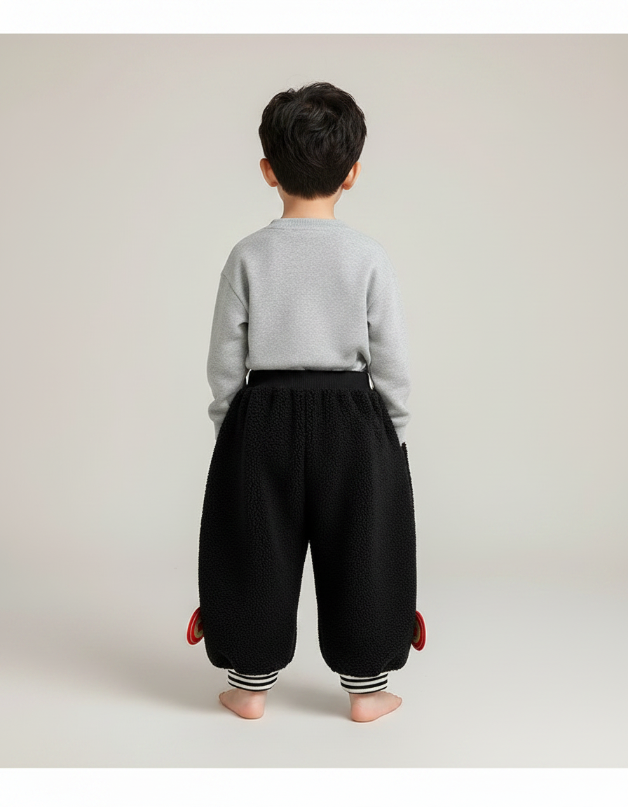 Pantalon Chinois Noir Polaire Ample Enfant Hiver - Molleton - vue 2
