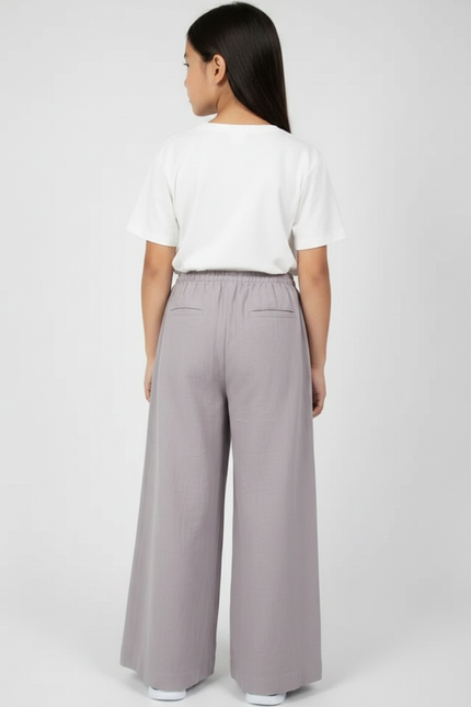 Pantalon Chinois Gris Ample Coton Fluide Enfant - vue 2