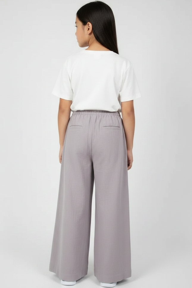 Pantalon Chinois Gris Ample Coton Fluide Enfant - vue 2