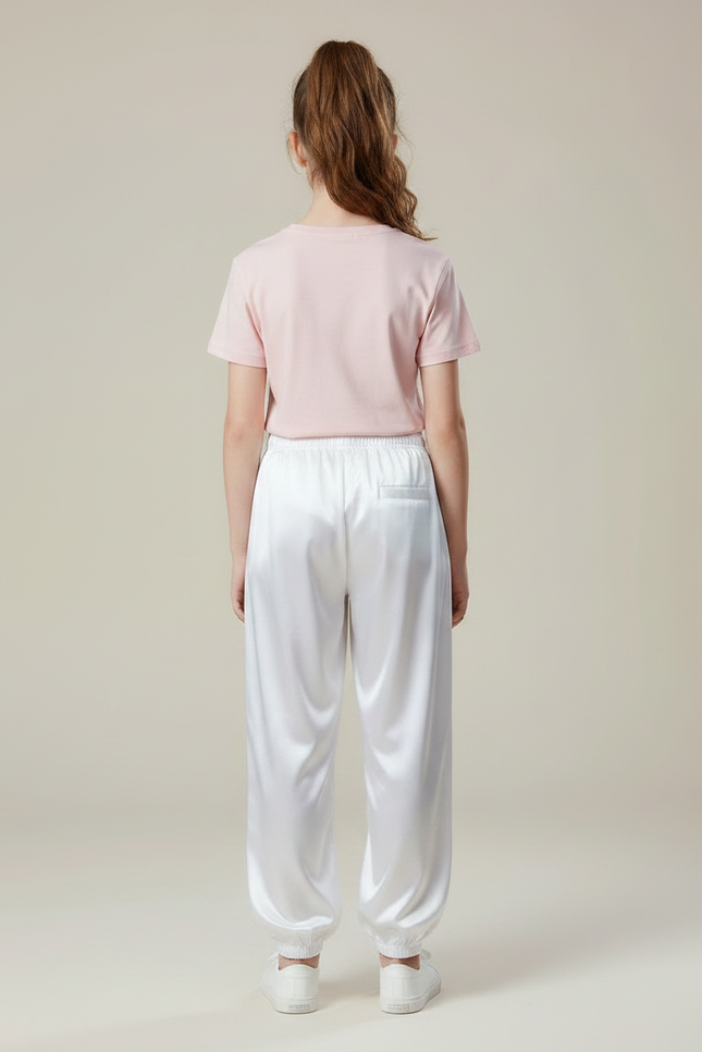 Pantalon Chinois Blanc Satiné Ample Enfant - vue 2