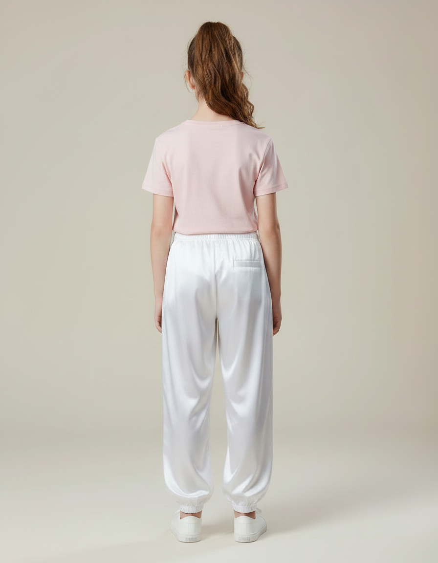 Pantalon Chinois Blanc Satiné Ample Enfant - vue 2
