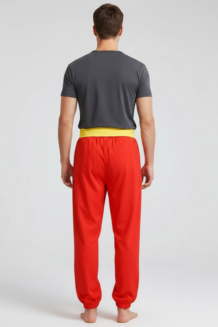 Pantalon Chinois Rouge Dragon Jaune Ample - Polyester - vue 2