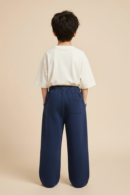 Pantalon Chinois Bleu Marine Ample Décontracté Enfant Uni - Molleton - vue 2