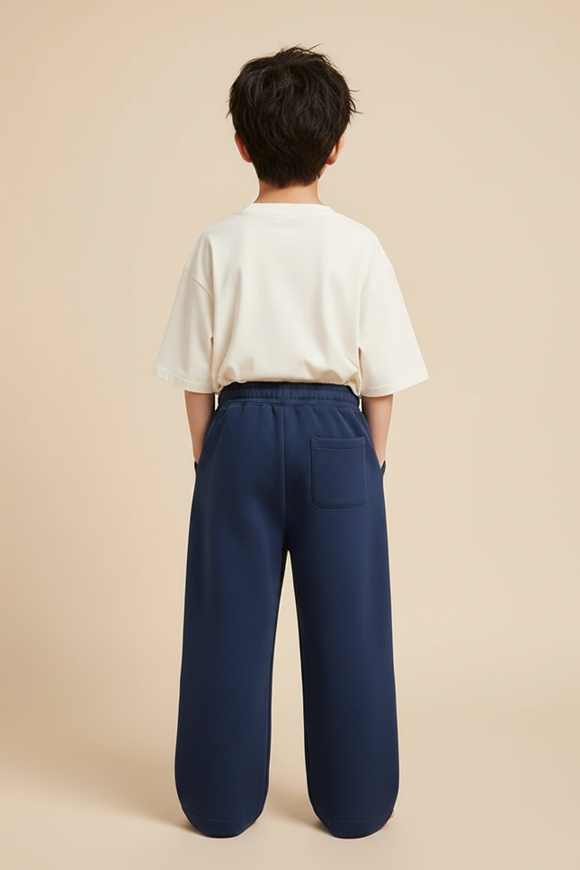 Pantalon Chinois Bleu Marine Ample Décontracté Enfant Uni - Molleton - vue 2