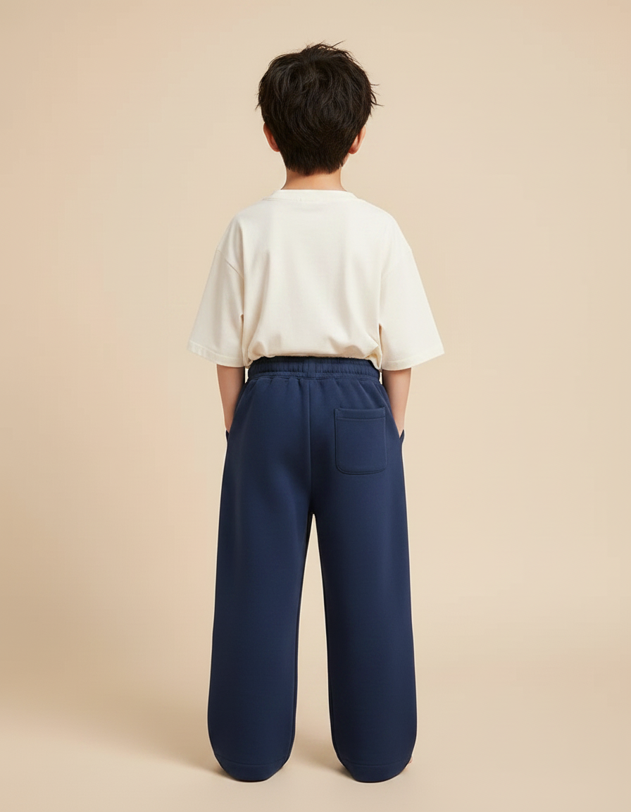 Pantalon Chinois Bleu Marine Ample Décontracté Enfant Uni - Molleton - vue 2