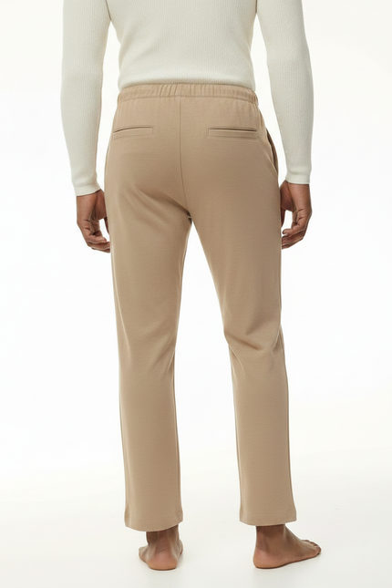 Pantalon Chinois Beige Coton Lin Ample Décontracté Homme - Molleton - vue 2