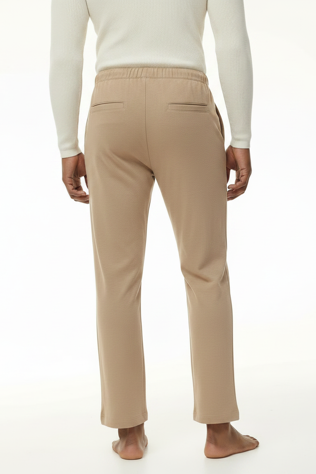 Pantalon Chinois Beige Coton Lin Ample Décontracté Homme - Molleton - vue 2