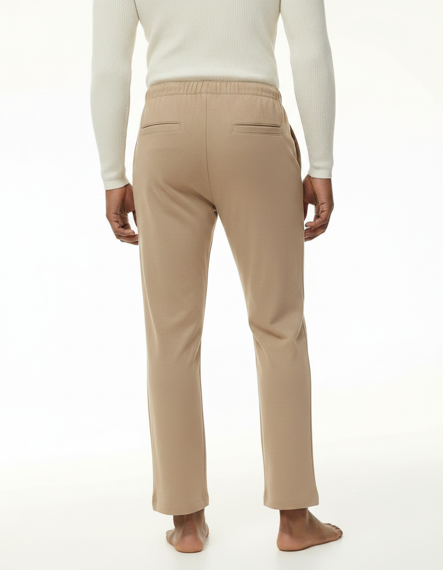 Pantalon Chinois Beige Coton Lin Ample Décontracté Homme - Molleton - vue 2