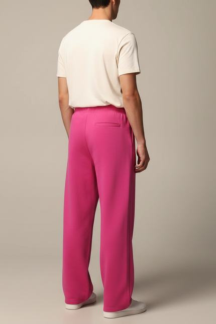 Pantalon Chinois Fuchsia Ample Molletonné Décontracté - Rose - vue 2