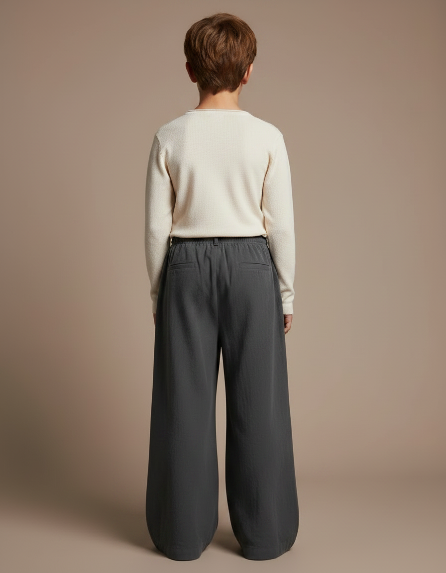 Pantalon Chinois Gris Ample Lin Enfant - vue 2