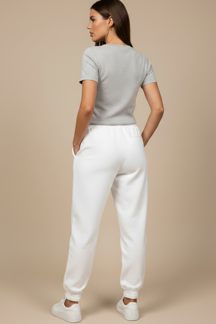 Pantalon Chinois Blanc Dragon Molletonné Ample Décontracté - vue 2