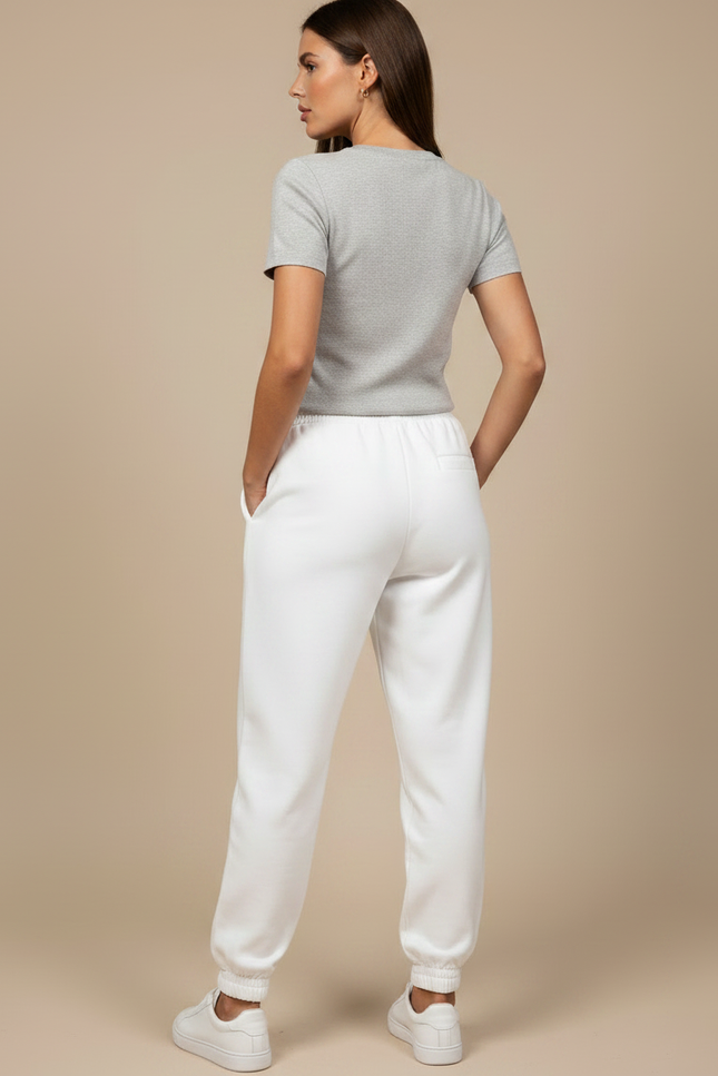 Pantalon Chinois Blanc Dragon Molletonné Ample Décontracté - vue 2